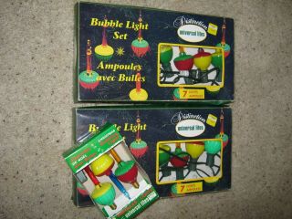 Vintage Christmas Bubble Lights Canada 2 Strings Of 7 With 3 Spares.  All