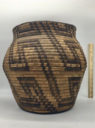 Antique Vintage Large 14” Native American Indian Woven Basket Bowl 1800’s