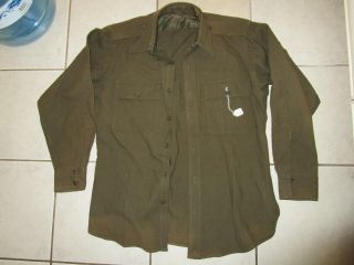 Us Army Officers Dark Od Wool Shirt Size 15 X 32