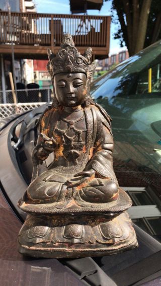 Antique Chinese Bronze Statue Of Buddha Ming Dynasty