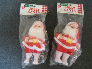 2 - Vintage Yuletide Jolly Santa Standing Red Felt Christmas Santa Claus Nos