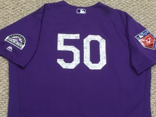 Pounders 50 Size 52 Spring Training 2018 Colorado Rockies Game Jersey Mlb