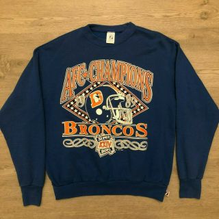 Vintage 1989 Denver Broncos Bowl Xxiv Afc Champs Pullover Sweater Mens L