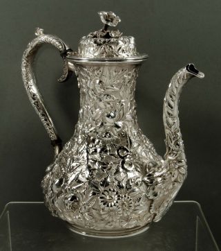 Kirk Sterling Coffee Pot C1905 - Hand Decorated - 41 Ounces