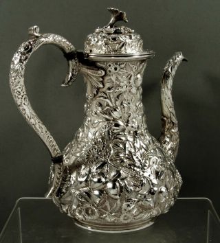 Kirk Sterling Coffee Pot c1905 - Hand Decorated - 41 Ounces 2