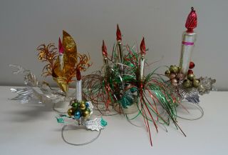 Rare Vintage Mercury Glass Christmas Candle Decorations / Ornaments X 4