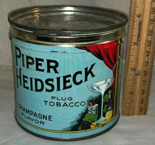 Antique Piper Heidsieck Tobacco Tin Litho Can Champagne Flavor Glass Bottle Old