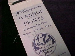 Vintage Antique Cotton Fabric Sample Swatch Book Dated ' 29 Ivanhoe Percale 2