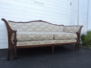 French Mahogany Carved Long Sofa Couch 8415