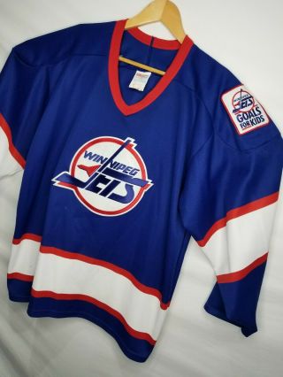 Winnipeg Jets Vintage Ccm Mens Hockey Jersey Size Large Nhl Maska Canada