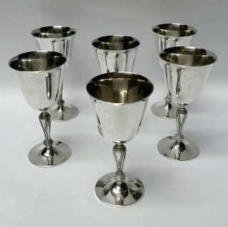 Set Of Vintage Silver Goblets Made By A E Jones,  1947 Birmingham.  Stock Id 9135
