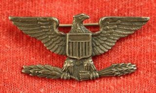 Vtg Sterling Silver Eagle Ww2 Korea Vietnam Era Pin Back Brooch Usmc Marine Usa