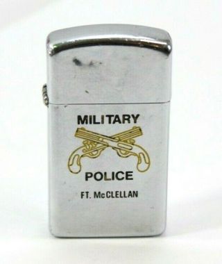 1960s Vintage Tall Zippo Lighter: " Fort Mcclellan Military Police "