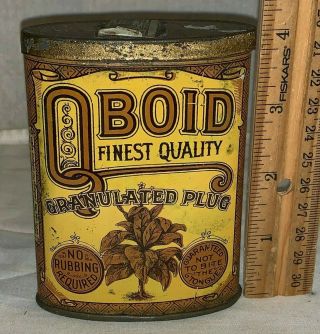 Antique Qboid Plug Tobacco Tin Litho Oval Can Vintage Richmond Va Country Store