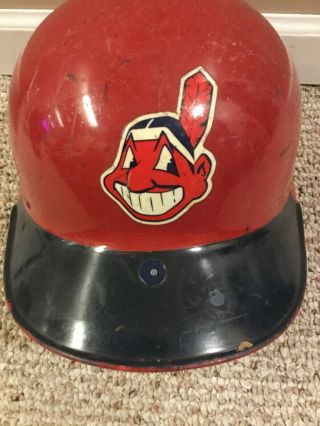 Cleveland Indians Red Batting Helmet Game Used??? Chief Wahoo MLB 2