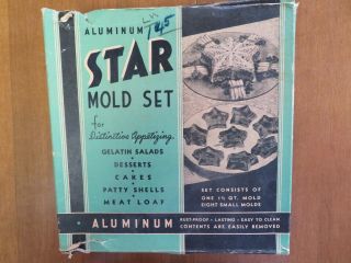 Vintage Mirro Star Mold Set With Box Made In Usa 717m