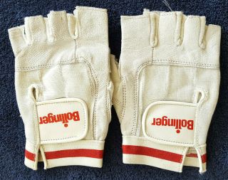 Vintage Bollinger Classic Weightlifting Gloves - White Red - Small/medium - Straps