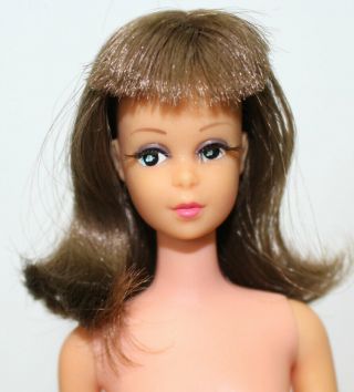 Japanese Francie Vintage Barbie Nude Doll 1966 Light Brown Long Hair Coral Lips