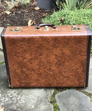 J.  C.  Higgins VINTAGE Brown Marble Hard SUITCASE Luggage 24 