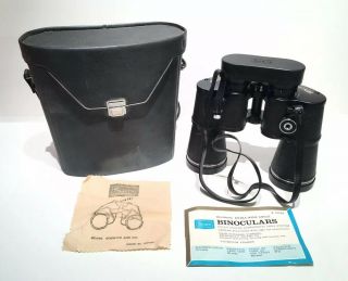 Vintage Sears Extra Wide Angle Binoculars 10x50mm In Hard Case Model 6213