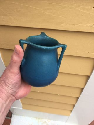 Rookwood Pottery 1916 Matt Blue Form 63 Vase Antique 3 Handles Arts & Crafts