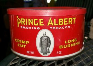Vintage Prince Albert Smoking Tobacco Crimp Cut Long Burning 7 Oz Tin