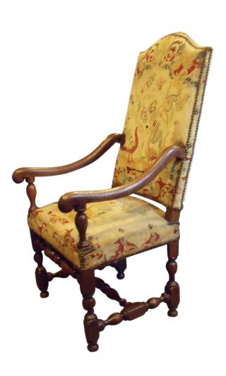 Mid 18th Century Louis Xiii Style Oak Needlepoint Armchair