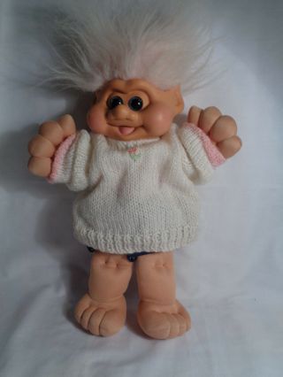 Vintage 1991 I T B Troll Lt Pink Hair Knit Outfit Plush Body 13 " - Rare