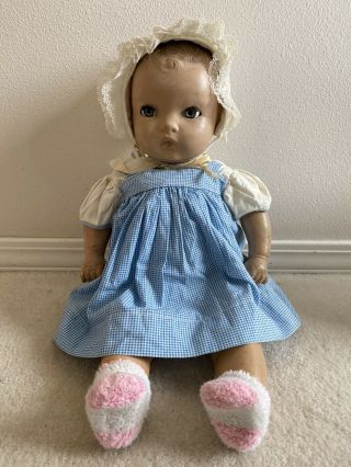 Antique Vintage Composition Baby Doll Sleep Eyes & Molded Hair