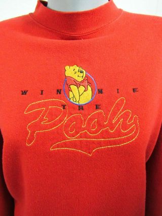 Vintage Disney Winnie The Pooh Embroided Red Crewneck Womens Sweatshirt Large