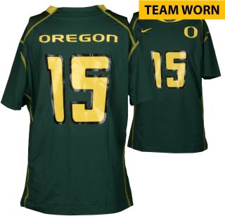 Oregon Ducks Team - Worn 15 Green & Yellow Jersey - 2010 - 16 Season - Size Xl