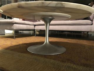 Vintage Knoll Saarinen Table 36” Round Marble With Platinum Base