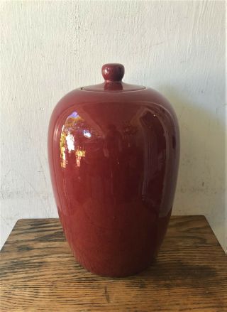 Antique Chinese Porcelain Oxblood Red Flambe Sang De Boeuf Glaze Melon Jar - 13 "