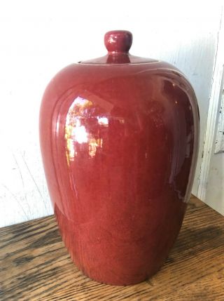 Antique Chinese Porcelain Oxblood Red Flambe Sang de Boeuf Glaze MELON JAR - 13 