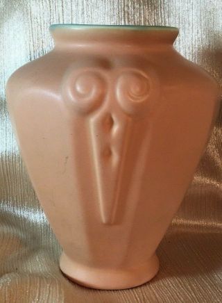 Vintage 5 " Coors Colorado Pottery Vase - Peach With Green Inside