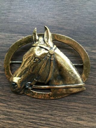 Vintage Large Brass Horse Head Pin 30’s/40’s