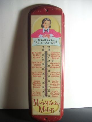Menopause Meter Thermometer Decorative Wall Mount Vintage Inspired 18 Inches