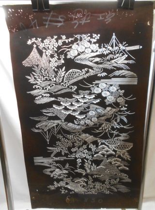 Vintage Kimono Ise Katagami Hand Cut Stencil " Boats On River " Japanese Art 79