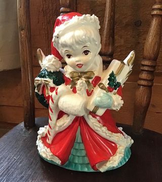 Vintage Napco Christmas Little Girl Planter Holder