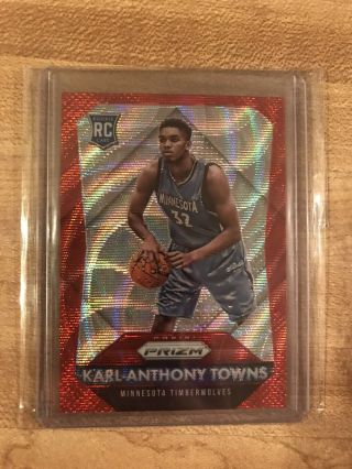 2015 - 16 Karl Anthony Towns Panini Prizm Ruby Wave Rc /350