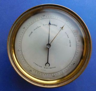 Early Victorian Engraved Back Brass Maritime Aneroid Barometer 1800s