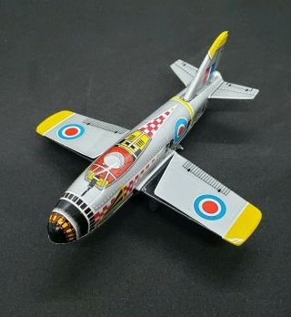 Vintage Koyo Kinzoku Japanese Litho Tin Toy Airplane Friction Drive - Ww2 British
