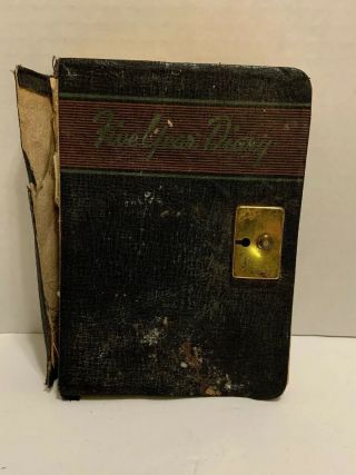 Vintage Five Year Diary 1940 To 1945.  Two Years In A Life.  Very Distressed