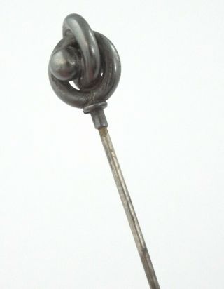 1880s - Rare Antique Victorian Sterling Silver " Love Knot " Hat Pin - 6 "