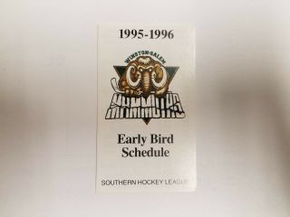 Winston - Salem Mammoths 1995/96 Early Bird Minor Hockey Pocket Schedule