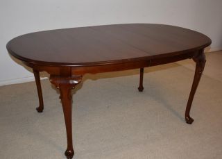 Cherry Ethan Allen Georgian Court Oval Dining Table With Two Leaves,  103 " Total