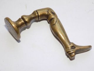 Authentic Antique Brass Pipe Tamper In The Form Of A Leg With Boots