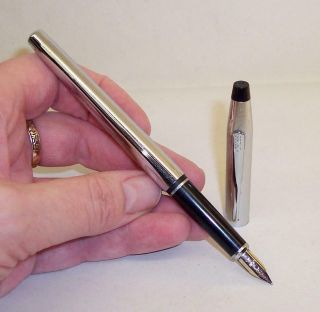 Vintage Cross Silver/black Fountain Pen Medium Nib