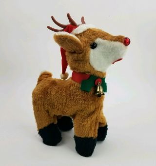 Vintage Walking Musical Christmas Reindeer Music Orig.  Box Nose Lights Up