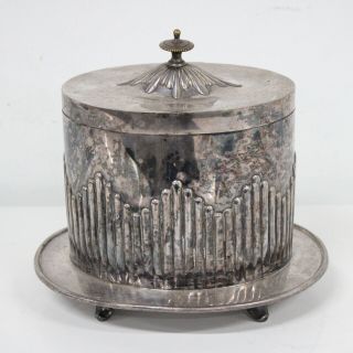 M.  H.  & Co Silverplate Vintage Biscuit Tin With Hinged Lid 918